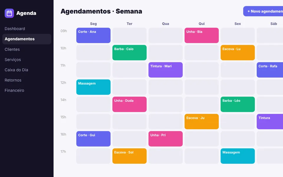 Agennda — tela do sistema no computador
