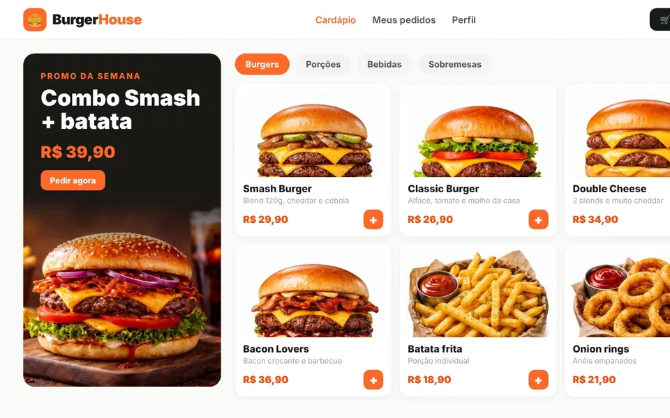 Sistema Delivery — tela do sistema no computador