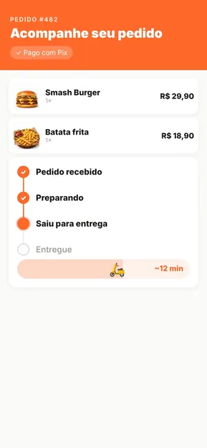 Sistema Delivery — tela no celular