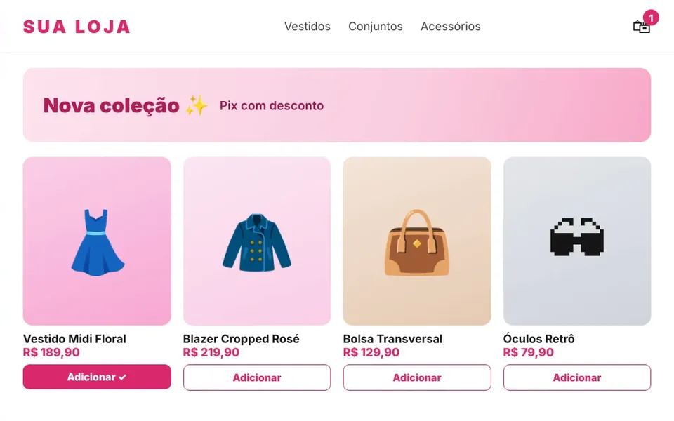 Loja Virtual — tela do sistema no computador